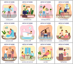 Coronavirus quarantine stay at home people vector