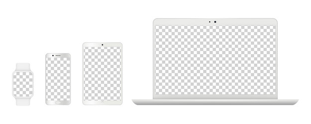 device mockups realistic white laptop smartphone vector