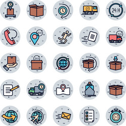 isolated delivery fill block style icon set vector image
