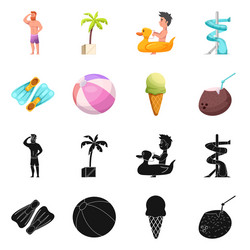 isolated object of pool and swimming sign set vector image