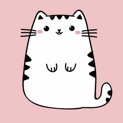 Kawaii cute fat white cat anime style vector