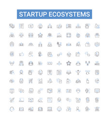 startup ecosystems outline icons collection vector