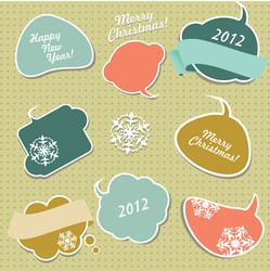 christmas stickers in form of speech bubbles vector