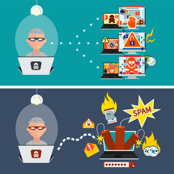 hacker activity viruses hacking and e-mail spam vector image