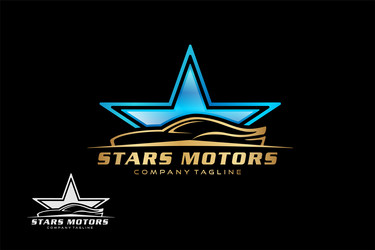 luxury gold cars and stars logo design vector