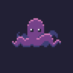 Pixel art octopus vector