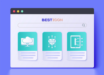 set processor computer monitor screen and tablet vector image