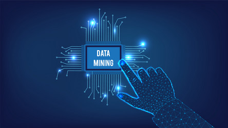 data mining concept chip and hand from triangles vector