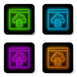 Glowing neon line cloud technology data transfer vector