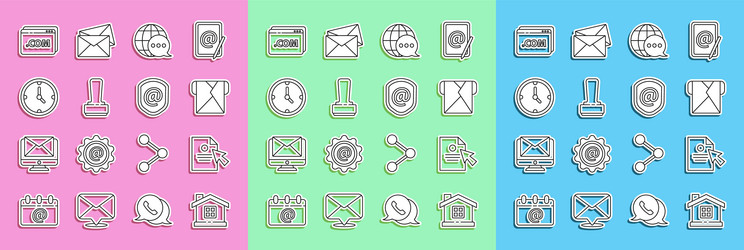 set line house document and cursor envelope vector image