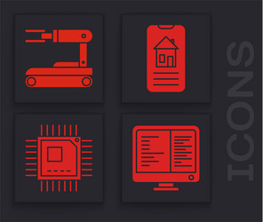 set computer monitor screen robot smart home vector image