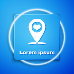 white map pointer with heart icon isolated on blue vector image