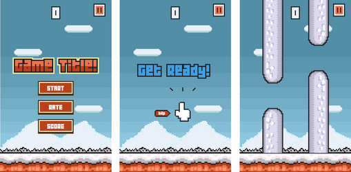 8bit platformer pixel art mobile game assets vector image