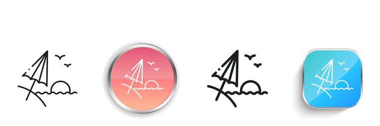 beach icon thin linear regular and button style vector image