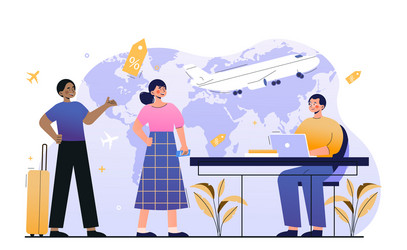 male worker is showing new tourist places resorts vector image