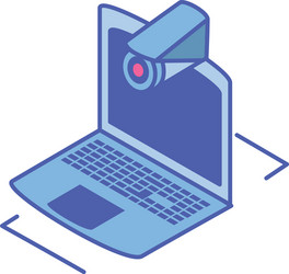 open laptop with surveillance camera vector