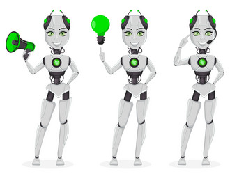 Robot with artificial intelligence female bot vector