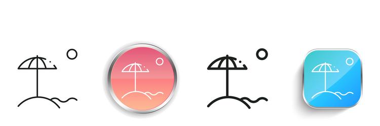 beach icon thin linear regular and button style vector image