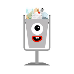 garbage can with different types trash vector image