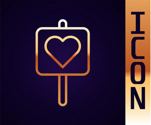 gold line map pointer with heart icon isolated vector image
