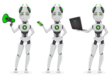 robot with artificial intelligence female bot vector image