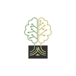 Brain with tree logo design template logo Vector Image