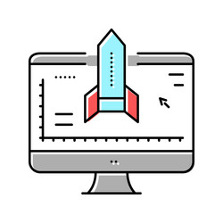 rocket modeling computer program color icon vector image