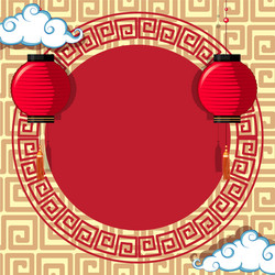 Round frame template with chinese patterns vector