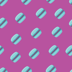 Seamless pattern with blue macaroon cookies vector