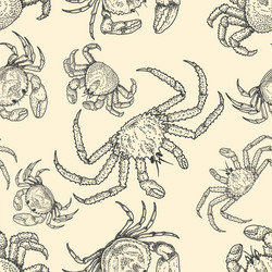 seamless pattern with crabs design element vector image