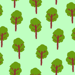 seamless pattern with green deciduous trees vector image