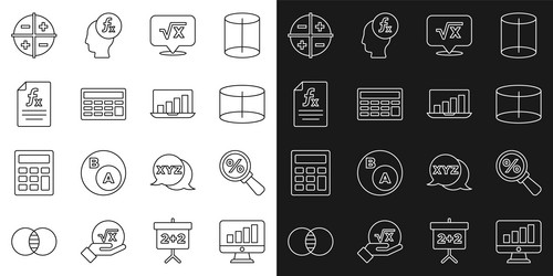 set line computer monitor with graph chart vector image