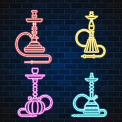 glowing neon sign oriental culture smoke cloud vector