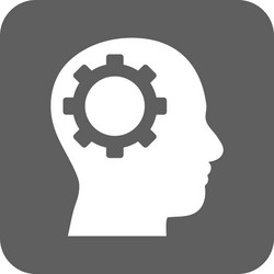 Intellect gear flat squared icon Royalty Free Vector Image