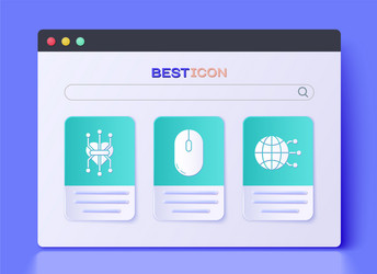 set computer mouse processor and global vector image