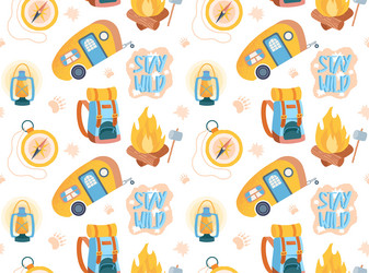 Camping and hiking background seamless pattern Vector Image