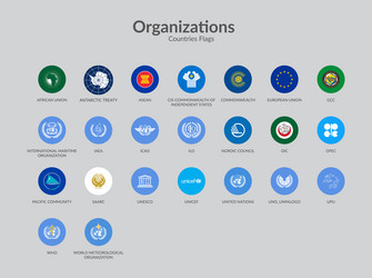 international organizations flag icons collection vector