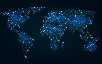 Polygonal World Map with Network Points vector image