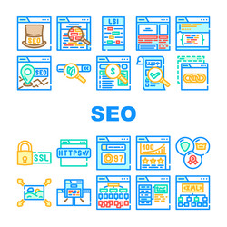 seo web technical consulting icons set vector image
