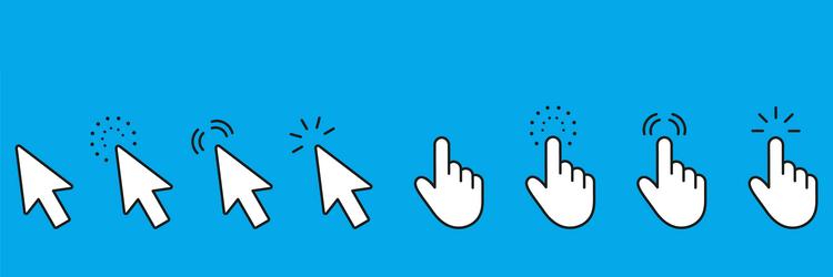 cursor and pointer hand interaction solid icon set vector image