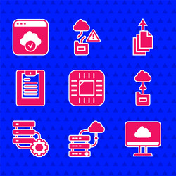 set processor with cpu network cloud connection vector image