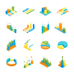 charts and graphs icon set 3d isometric view vector image