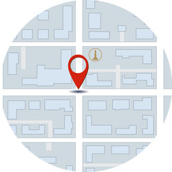 schematic flat map with a point of destination vector image