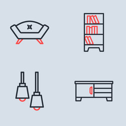 set line lamp hanging library bookshelf tv table vector image