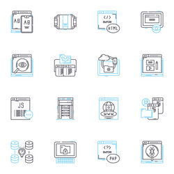 Virtual security linear icons set encryption vector