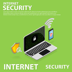 3d isometric internet security flat icons banner vector