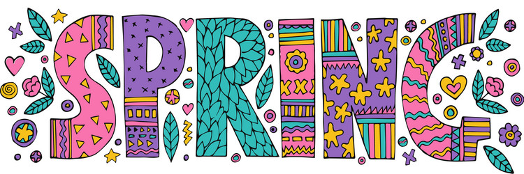 Colorful spring lettering Royalty Free Vector Image