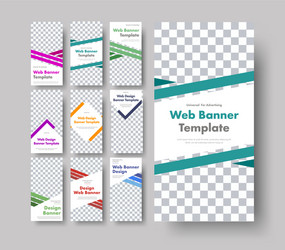 Dig set white vertical web banners with space vector