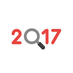flat design concept of 2017 with magnifying glass vector image