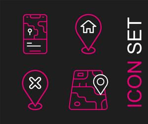 set line city map navigation location with cross vector image